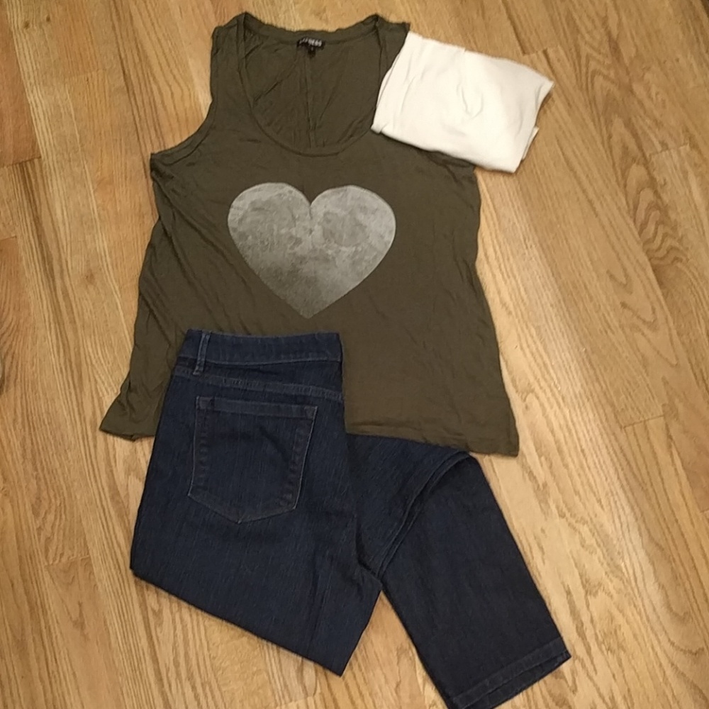 Express Tank Hunter Green with Heart